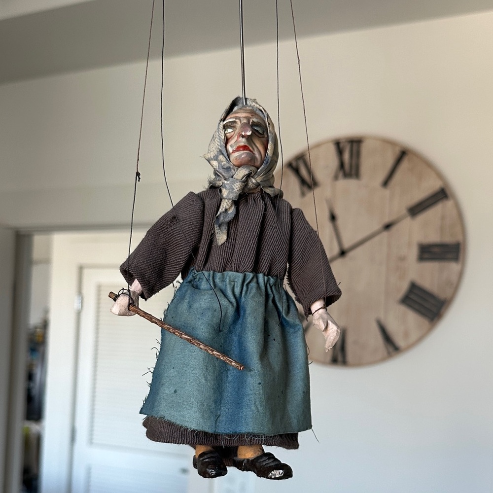 Handmade Czech Marionette “Baba Yaga”- Prague Artisan Wooden Puppet